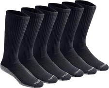 Dickies Men's Dri-Tech Moisture Control Boot-Length Large, Black 6 Pairs