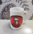 Vintage 1969 Avon Snoopy Milk Glass Mug Peanuts Collectible