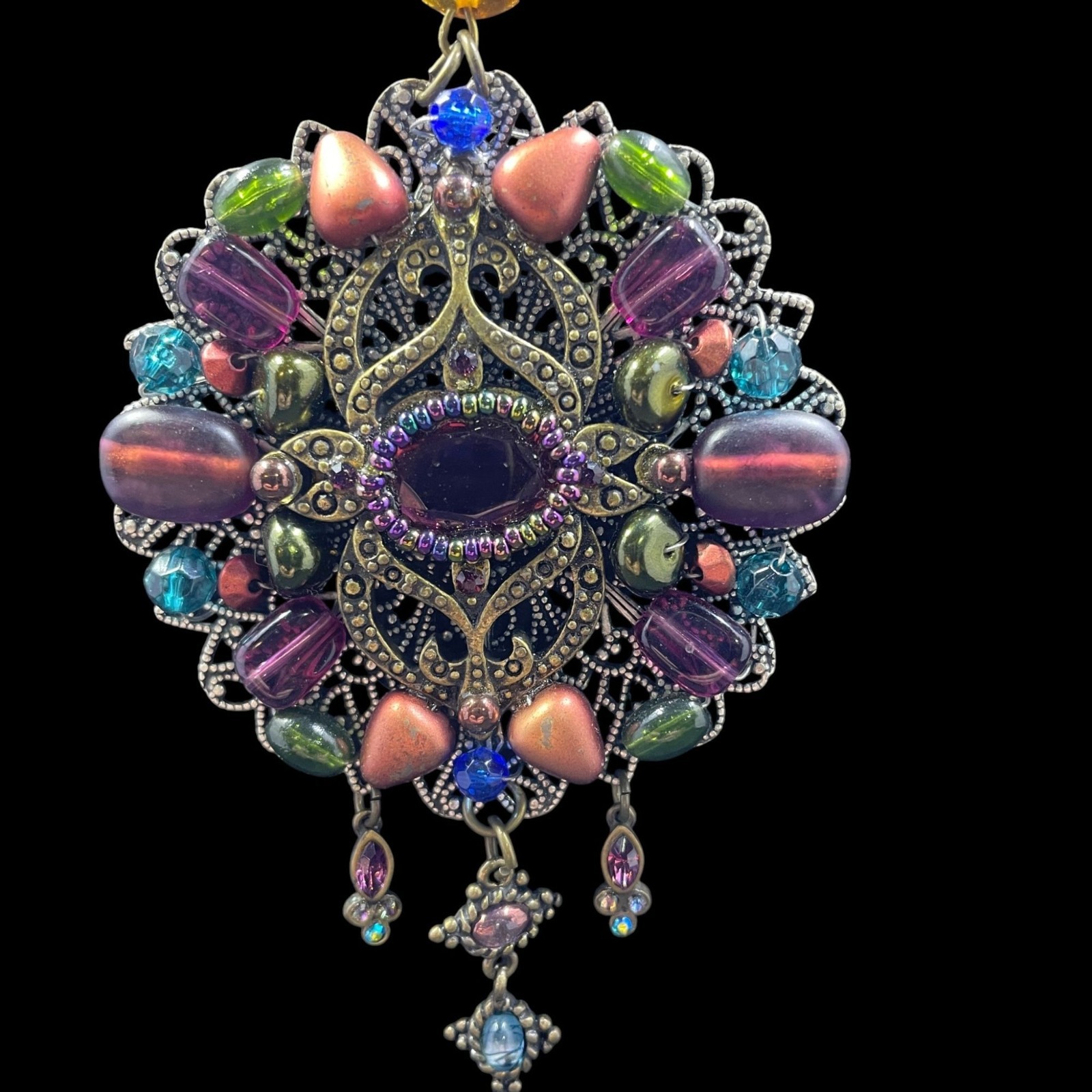 Chicos Statement Necklace Multicolor Pendant Ecle… - image 5