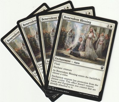   4 MAGIC The Gathering BENEVOLENT BLESSING White Enchantment PLAYSET CMR/EN