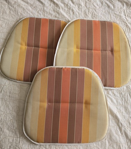 Vintage 70s Muted Rainbow Seat Cushion Set *3 Cushions* Mid Century Retro Boho