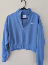 Nike Sportswear Womens Blue Cropped Quarter Z...