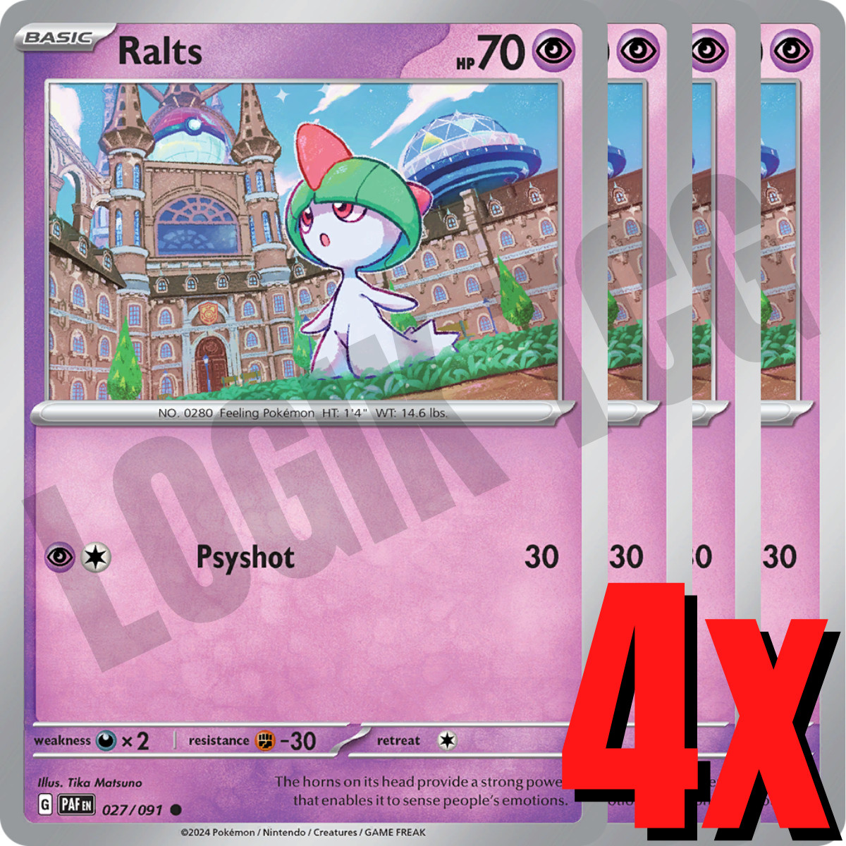4x Ralts 027/091 x4 - Paldean Fates - Pokemon - Playset