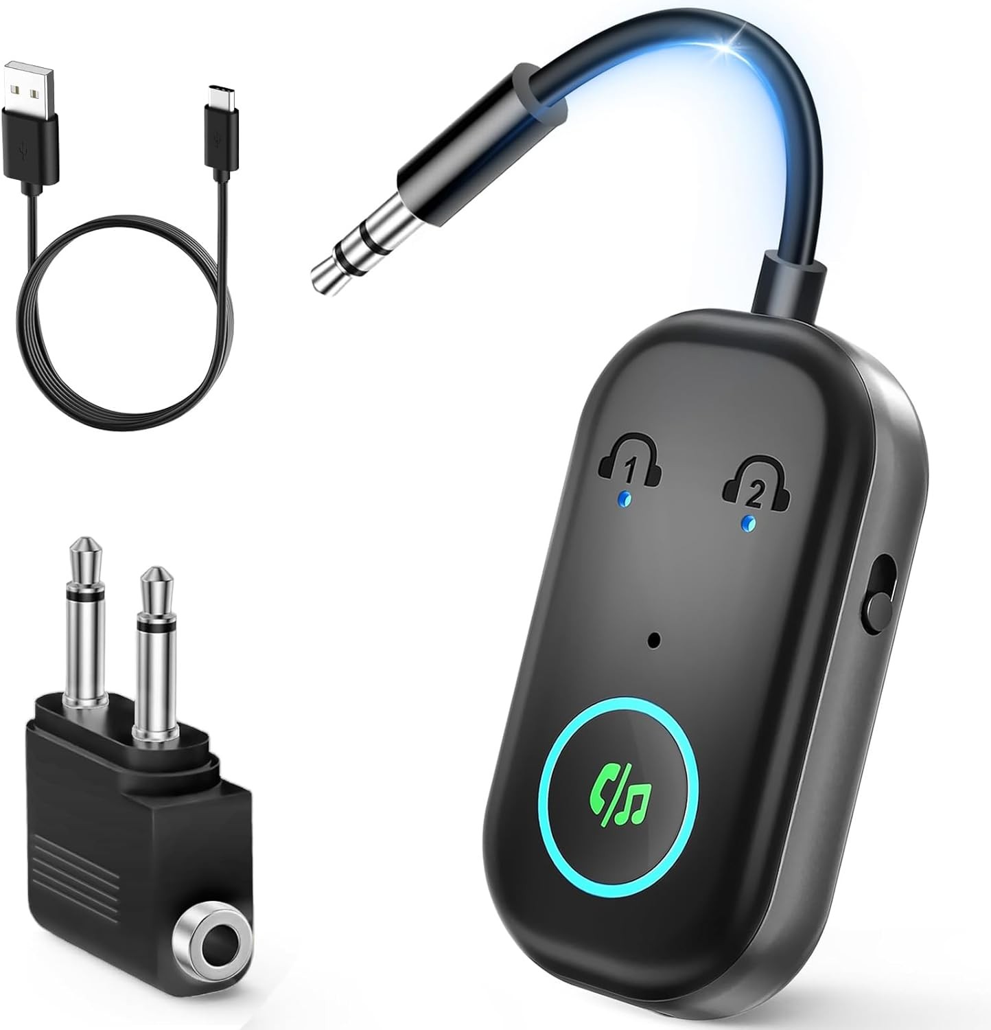 Bluetooth 5.3 Transmitter Receiver, Dual Pairing Wireless Car/Airplane Bluetoot