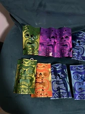 Set Of 8 Foil Tiki Lantern Decorations 6”