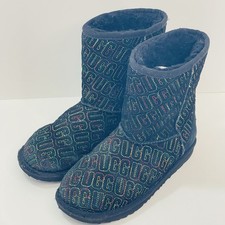 UGG Classic II Graphic Stitch Kids Youth Boots 1112383K Black Sz 5