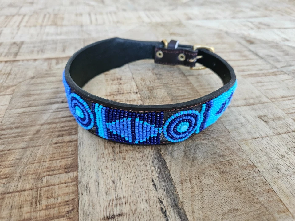 Handmade African Beaded Leather Dog Collar | Maasai Pet Collar | Unique Pet Gift - Image 2 of 4