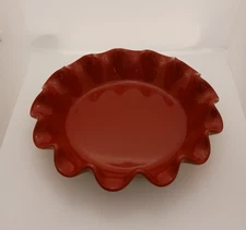 Emile Henry Pie Dish Made In France Clay Ceramic Cherry Red Wavy Ruffle 10.4”