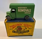 Matchbox #17A Moko Lesney Bedford Removals Van, Green With Box