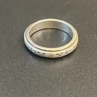 Sterling Silver Hammered Round Spinner Band Ring 7g 925 Sz: 11 Thumb Pebble Lrg
