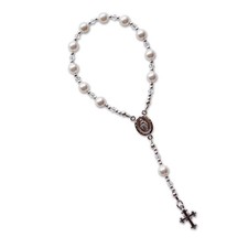 Sterling Silver Baptism Baby Rosary in White