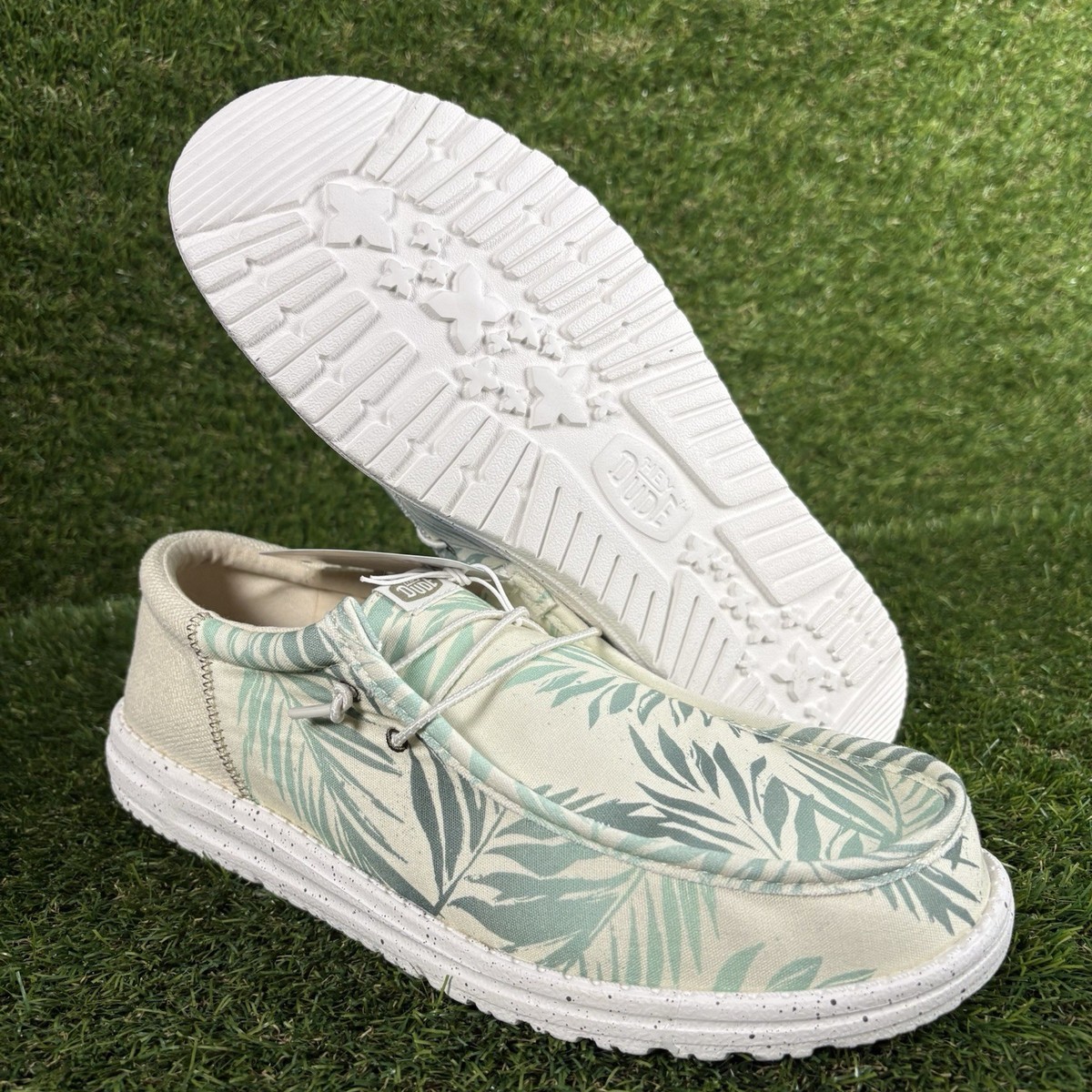 Hey Dude Wally Funk Psych Palm Shoes Men\'s Size 8 Light Gray/Celadon Green NWT Heydude Men main image 2