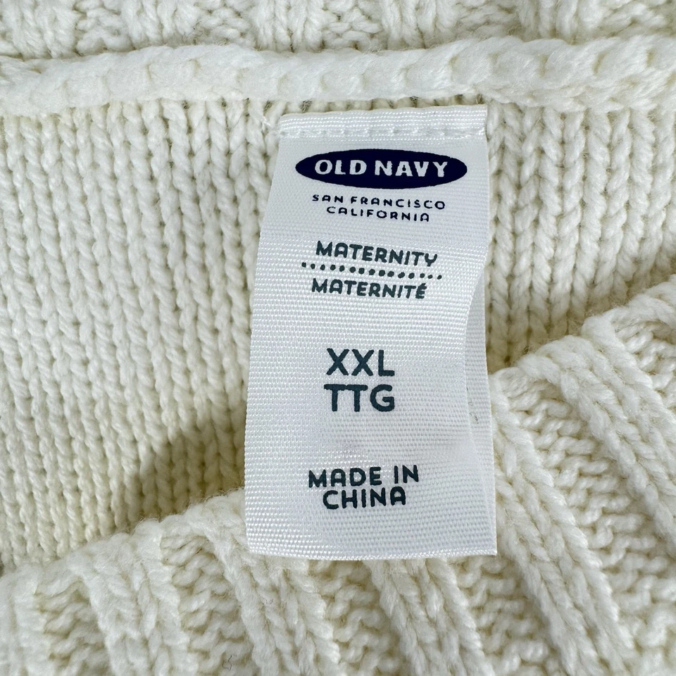 Old Navy Women's Maternity Cable Knit Sweater Dress XXL Ivory Pullover Cozy Soft - Image 3 of 4