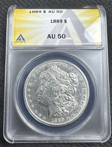 Certified 1889 Morgan Silver Dollar ANACS AU50 $1 From OBW