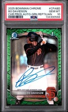 2025 Bowman Chrome Bo Davidson Green Reptilian Refractor/99🔥PSA 10🔥POP 1🔥