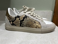 Zadig  Voltaire Board Wild Python Print Lace Up Leather Sneakers Desert W 10.5