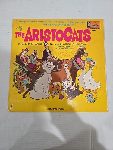 Aristocats VINYL Record Illustrated Book LP Walt Disney DISNEYLAND 3995 