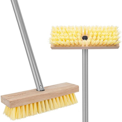 #ad Floor Scrubber Brush with Long Handle for Deck Cleaning 52#x27;#x27; Stiff Yellow $34.49