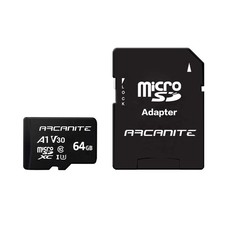 ARCANITE 64GB microSDXC Memory Card with Adapter - A1, UHS-I U3, V30, 4K, C10, M