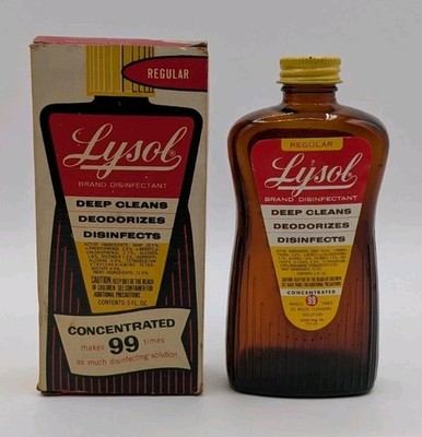 Vintage Lysol Brown Glass Bottle With Box, 5 Fl. Oz. Bottle (Empty)