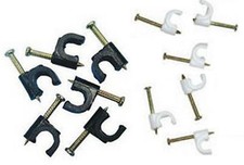 Cable Clips Round Quality Black White 10-100 Aerial Coaxial Sky flex clip