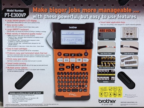 Brother P-Touch E300VP Electrician Label Maker 3.5/6/9/12/18mm Hard Case Kit - Picture 15 of 15