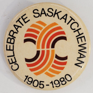 Vintage Celebrate Saskatchewan 1905 1980 Pinback Button Canada