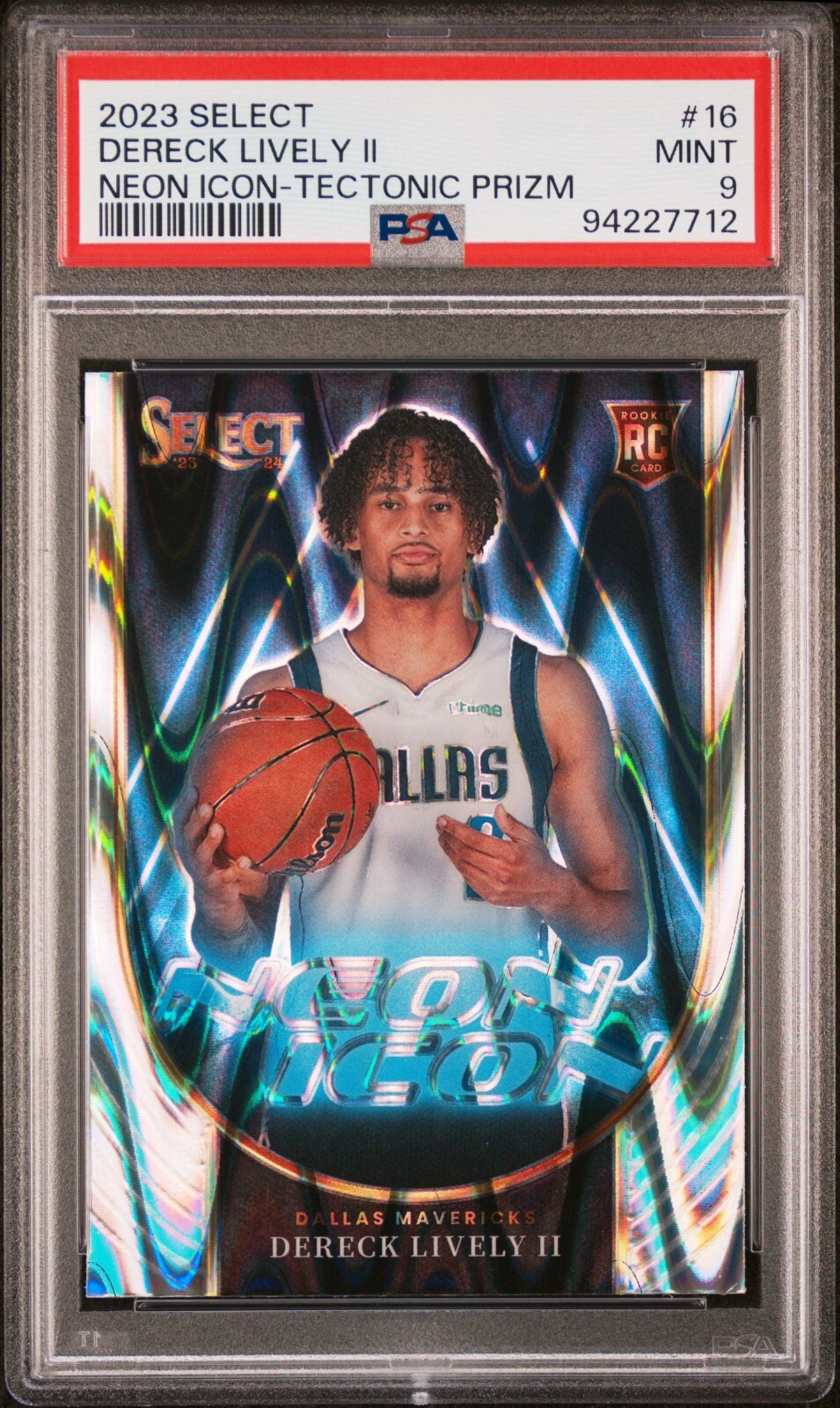 2023 Select Neon Icon #16 Dereck Lively II RC Tectonic Prizm PSA 9 MINT Rookie