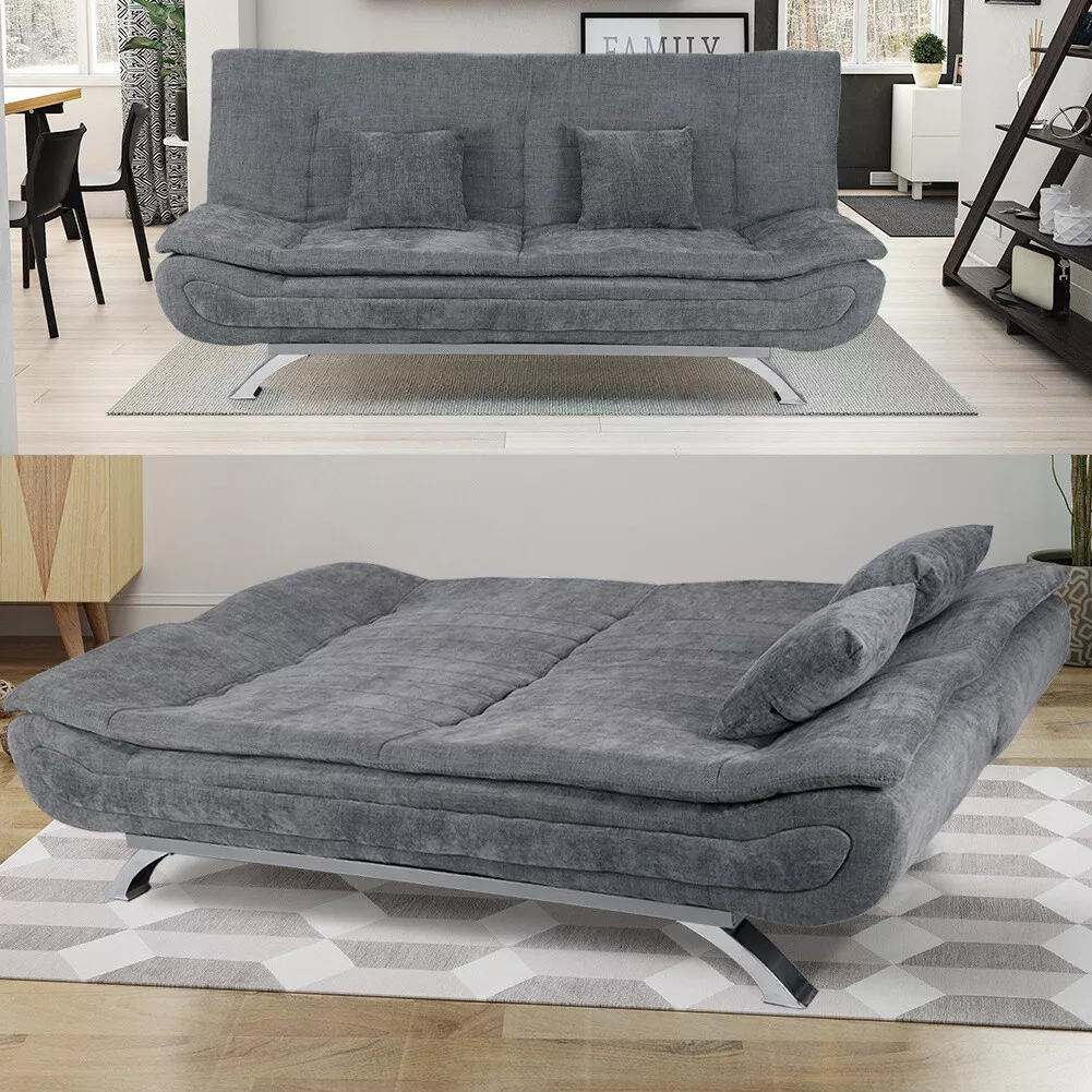 Upholstered Leather Sofa Bed Fabric Couch Settee Folding Sleeper Bedroom Chairs