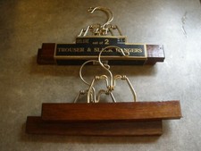 Lot of 4 Vintage Deluxe Trouser  Slack Hangers Wood  Metal O48 