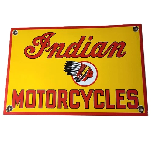Vintage Indian Motorcycles Sign - Parts Dealership Service Porcelain Gas Sign