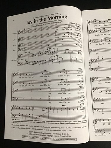Joy In The Morning By N.Sleeth SATB CHOIR & KEYBOARD accomp w/opt Brass Orig.Ed. - Picture 2 of 4