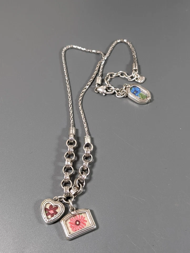 Brighton Embroidered Flower Heart Necklace Sweet Joyful Moment Imagine - Image 3 of 4
