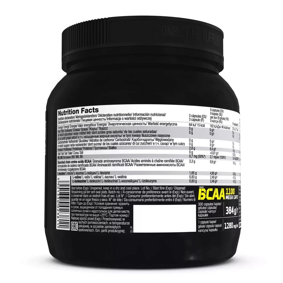 BCAA 1100 – 300 MEGA CAPS – Muskelwachstum - Aminosäuren + Vitamin B6 Leucin - Bild 2 von 4