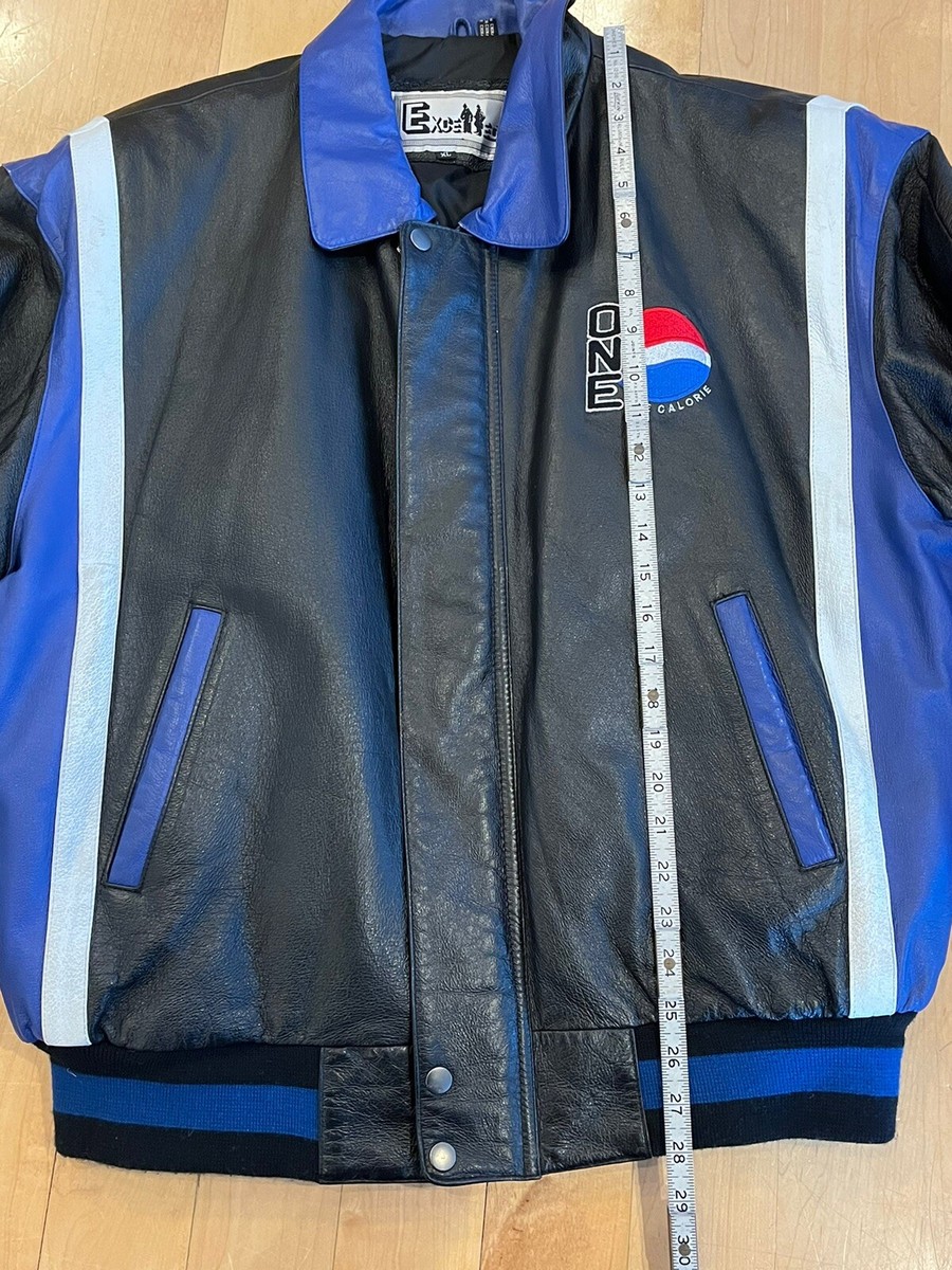 Vintage Leather Pepsi One Jacket Coat Excelled Advertising XL Soda