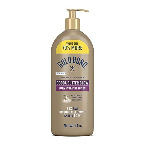 Gold Bond Cocoa Butter Glow Hydrating Lotion with Shea Butter for Daily Moisture