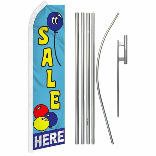 "SALE HERE" Advertising Super Flag & Pole Kit deal discount clearance balloons