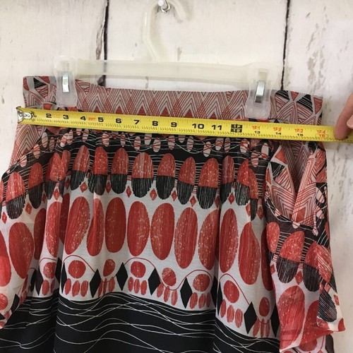 Glamouröser Damen A-Linie Minirock orange schwarz geometrisches Taschen Reißverschluss hinten gefüttert L - Bild 10 von 11