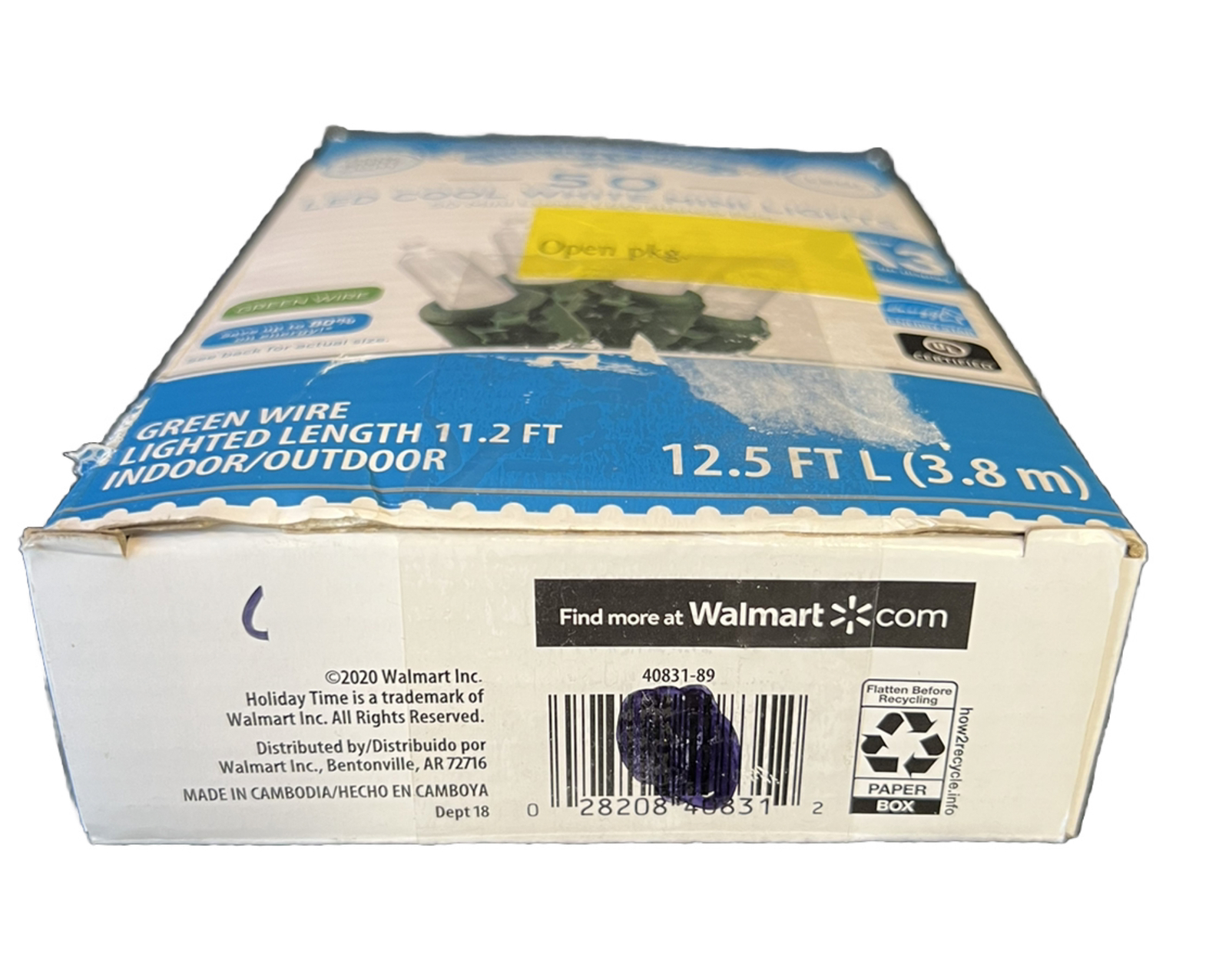 Holiday Time 50 LED Cool White Mini Lights Open Box 12.5 Ft Long