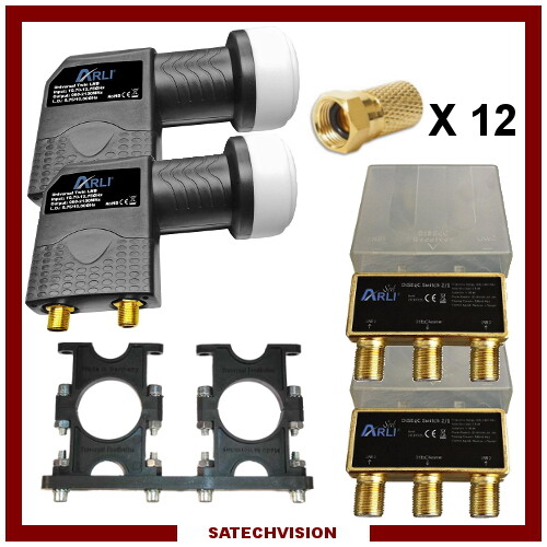 Support Astra Hotbird et têtes LNB Twin pour capter les chaînes TV étrangères