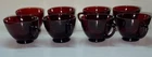 Set of 8 Vintage Ruby Red Authentic Depression Glass Footed Coffee Tea Cups