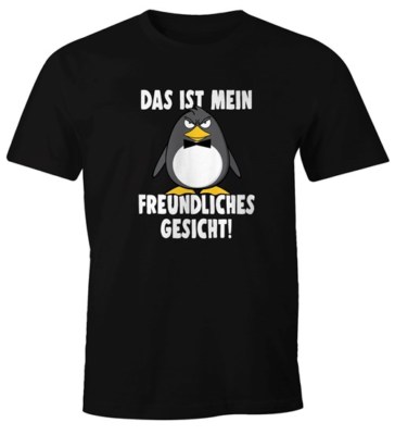Herren T-Shirt Das ist mein freundliches Gesicht Vogel Pinguin Spruch Fun-Shirt