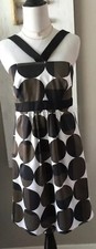 Banana Republic Women Dress White Black Brown Polka Dot Empire Sheath Size 4