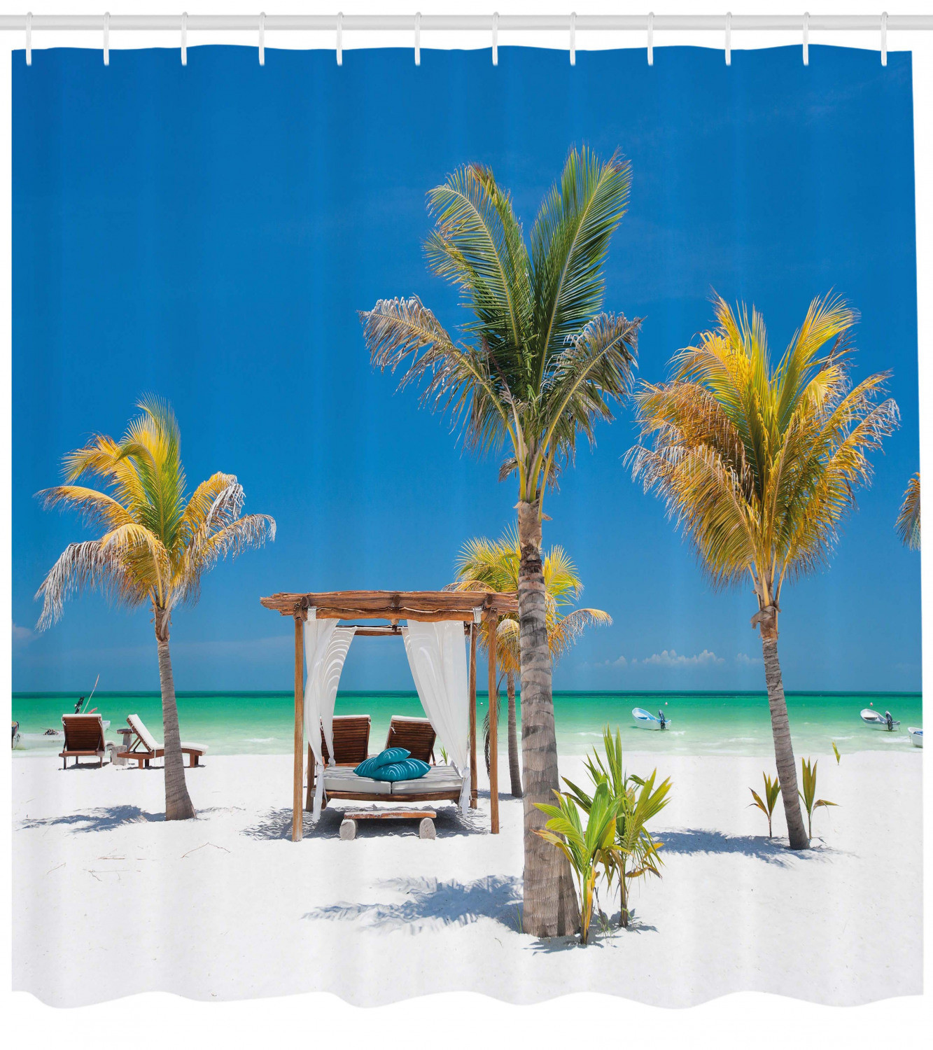 Beach Shower Curtain Ocean Coastline Holiday Print for Bathroom 70 Inches Long eBay