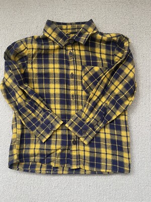 Matalan Jungen kariertes marineblaues und gelbes Hemd 2-3 Jahre Flanell