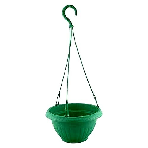 PAIR 2 4 10 20 24CM Green plastic Hanging Baskets Plant Pots Compost