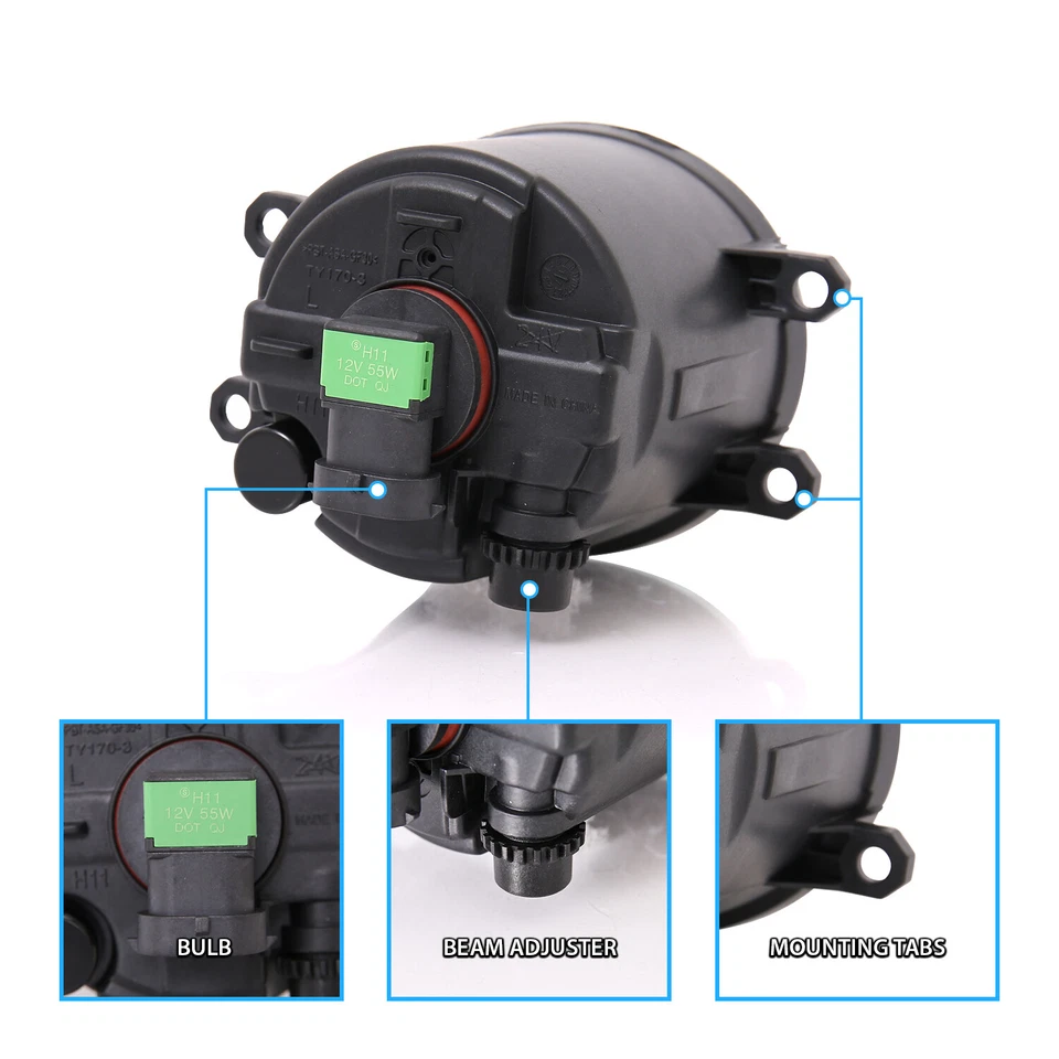 [玻璃镜头]适用于 2018 年丰田 C-HR CHR 防撞雾灯套装带电线套件 — 第 3/4 张图片