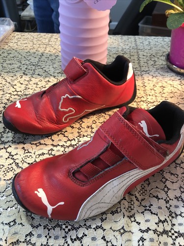 puma red leather shoes