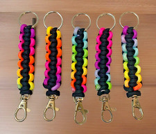 Paracord Keychain 550 Neon Rainbow PRIDE Metal Clip  Ring Handmade USA LOT OF 5