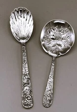 Repousse-S. Kirk & Son Sterling Silver Sugar Shell and Bon Bon Spoon